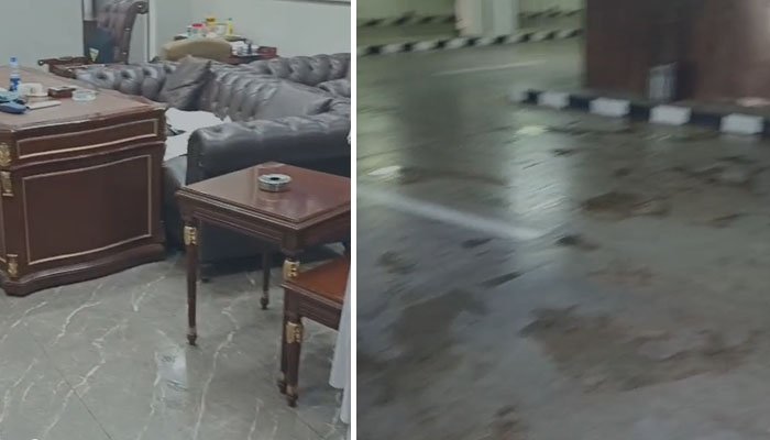 قومی اسمبلی میں فائر سیفٹی ڈرل، پانی ڈی جی میڈیا کے دفتر میں داخل ہوگیا